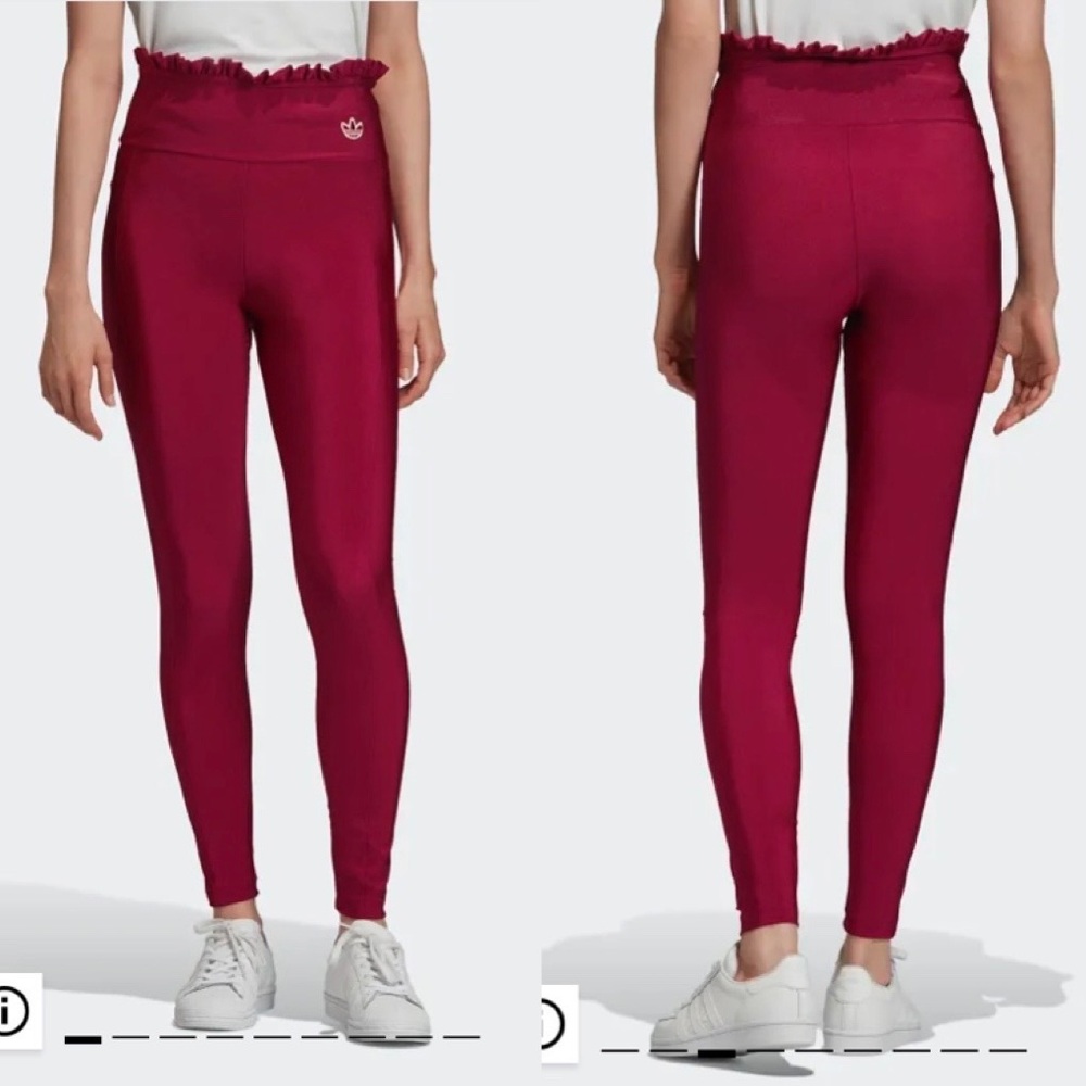 Adidas Originals Trefoil Ruffle Waist Legging Power Berry Size Large